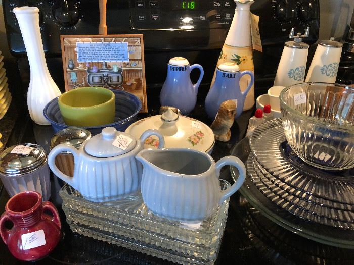 LuRay Cream and Sugar, Vintage Dishes, Vintage Salt and Pepper