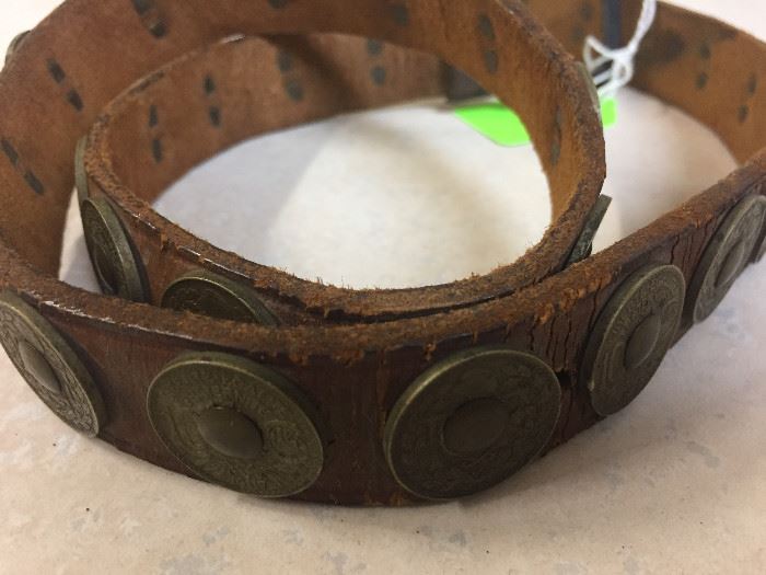  Vintage Belt with 1918 French Coins  