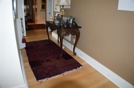 HEAVY CARVED TABLE WITH BLACK MARBLE INLAY TOP
