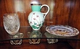 LALIQUE DAISY VASE AND VERSACE PORCELAINS