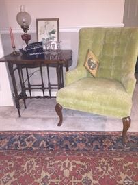 Sweet gate leg table with antique chair/ one of several Persian rugs