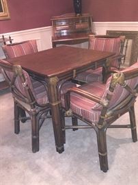 Vintage Rattan game table with 4 chairs(pristine)