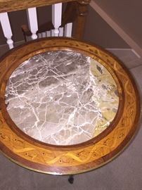 Inlaid, marble topped table