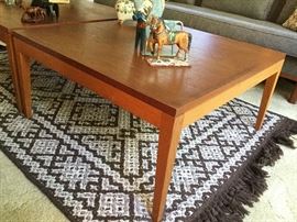 (2) Available.  32" sq. two tone wood cocktail tables from the 50's.