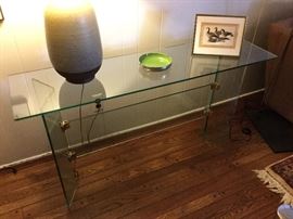 1/4"thick glass sofa table  54" L x 15"D x 26" H 