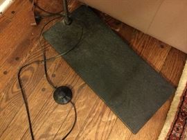 Slate base of floor lamp