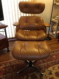 Eames look leather swivel/rocker w/ottoman.  