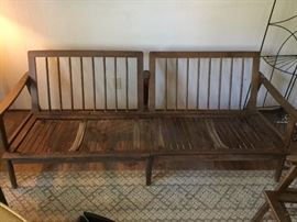 Wood slat couch without cushions