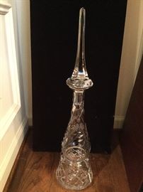 24” tall glass decanter w/tall glass stopper