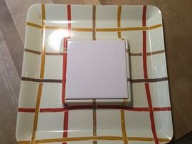 Vintage Match Mates plaid serving platter