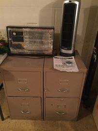 ARVW Electric Heater NEW  and  two drawer metal file cabinets