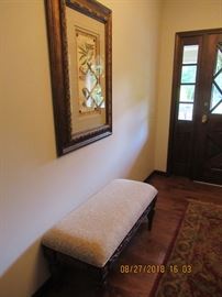 foyer bench and botanical theme print