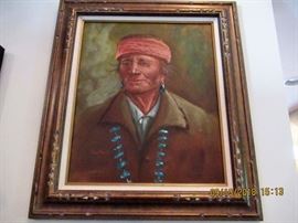 a most handsome american indian oil on canvas