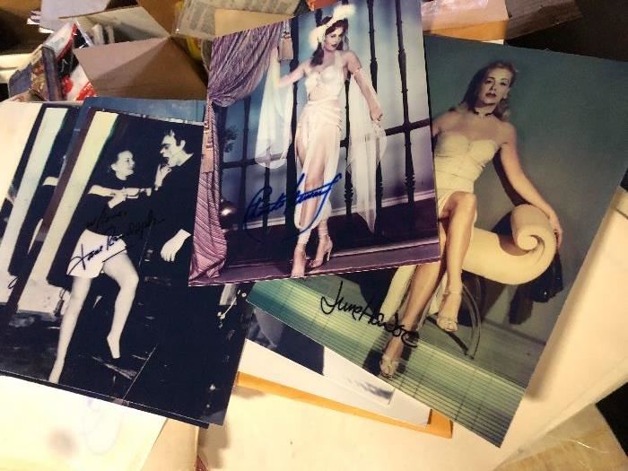 Pin up girls and famous Hollywood starlets autographed photos.