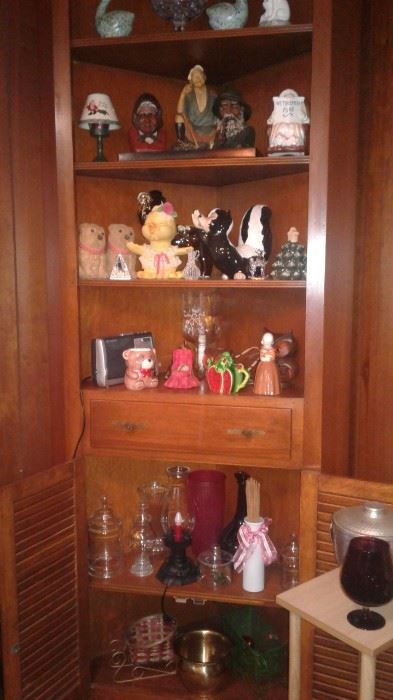 Corner cupboard and contents