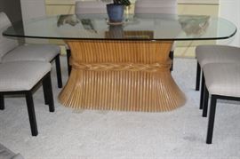 Large glass dining table.