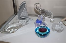 Orrefors, Sweden, other signed glass pieces.