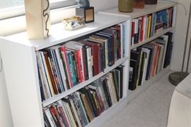 Bookcases filled with history, art, best sellers, Judaic books.