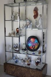 Mid century glass and chrome shelf set.