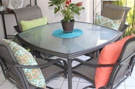 Patio table and chairs.