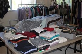 Ladies sweaters, shoes, purses, evening wear and casual clothing.