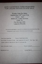 Gate clearance form.