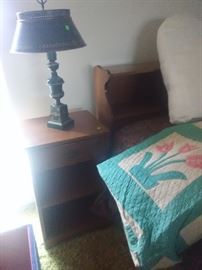 Solid wood end tables and queen headboard