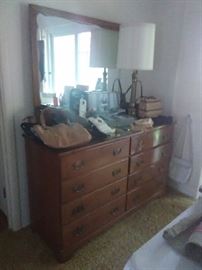 Solid wood dresser and mirror