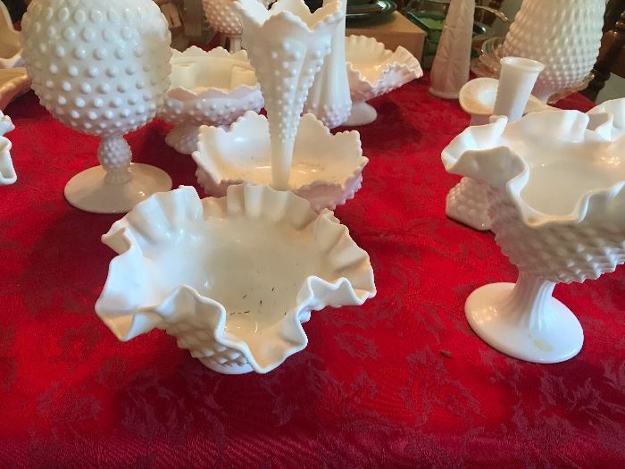 Large selection of  milk glass