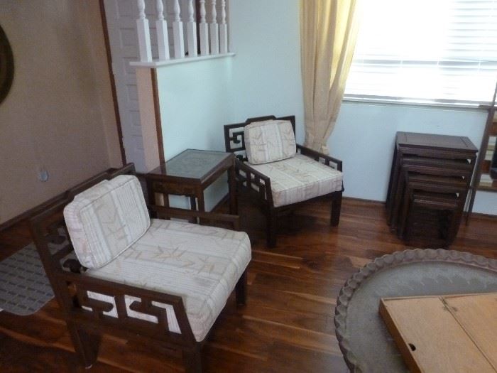 2 more matching Asian chairs, set of 4 nesting tables