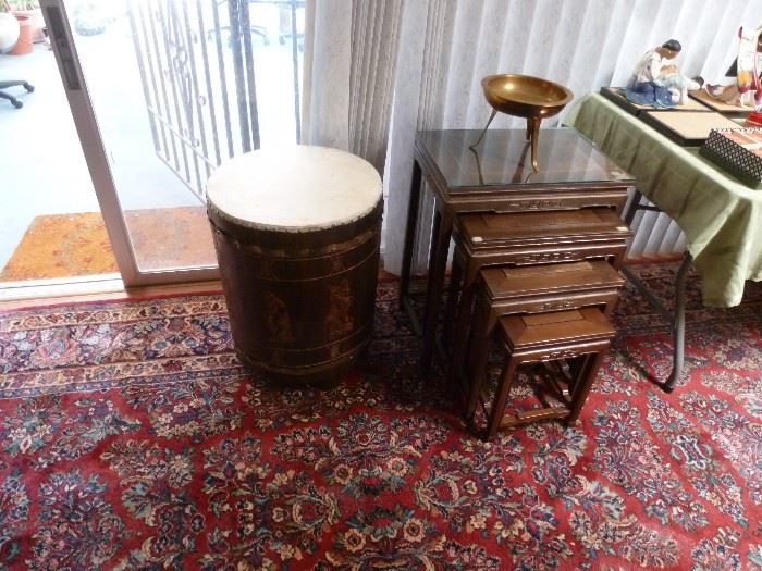 Asian drum and another set of nesting tables