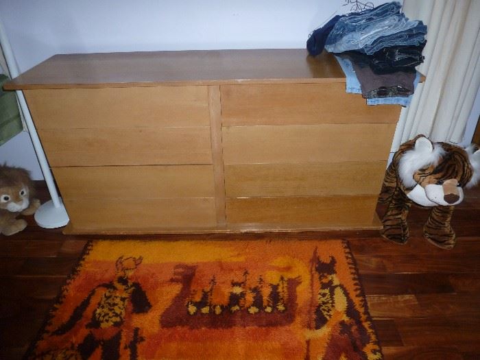 Mid century 8 drawer rolling mahogany dresser