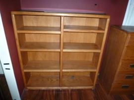 Oak double bookcase