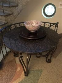 Large table with custom made granite top. Gorgeous and must see. 