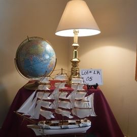 Goldtone Lamp, Globe, Model Ship http://www.ctonlineauctions.com/detail.asp?id=758026