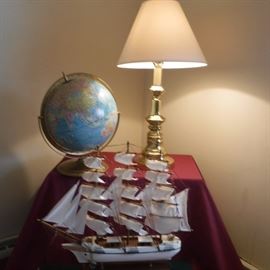 Goldtone Lamp, Globe, Model Ship http://www.ctonlineauctions.com/detail.asp?id=758026