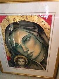 Large Framed Madonna and Child