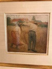 Framed pastel, by Michael Robbe 1907