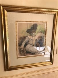 Framed pastel, by Michael Robbe 1907