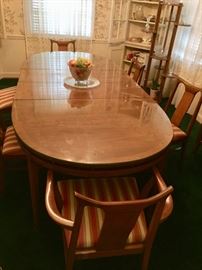 Walnut dining room table and 6 chairs