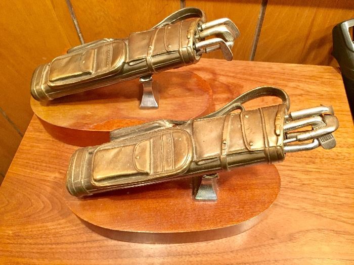 Pair of gold club bookends