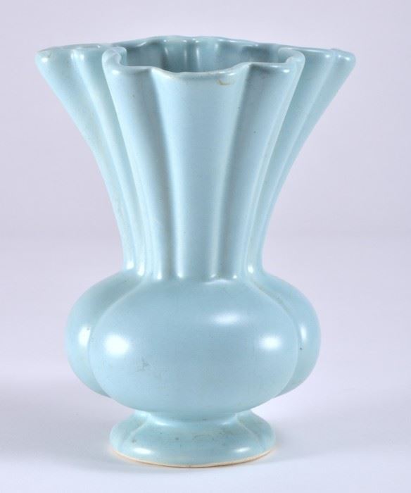 Lot 9: Ruffled Top Edge Bulbous Base Ceramic Vase