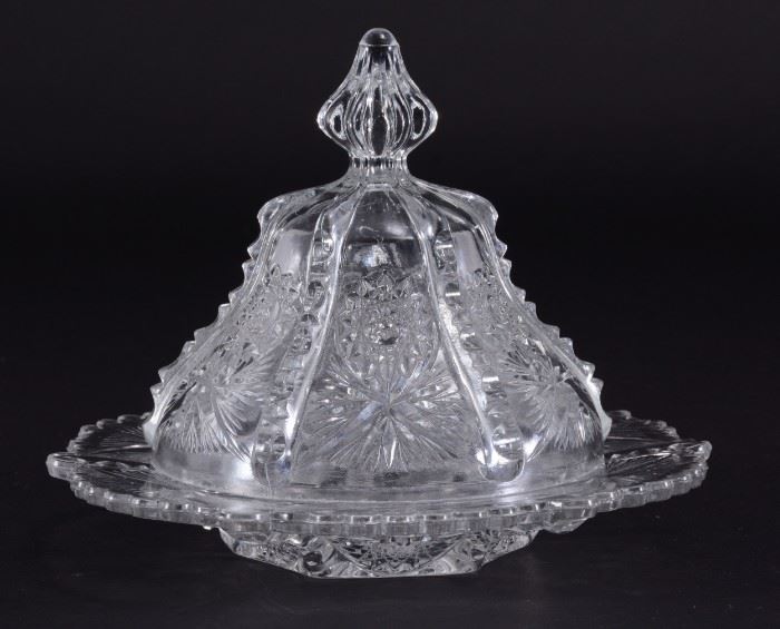 Lot 11:  Pressed Glass Round Butter Dish