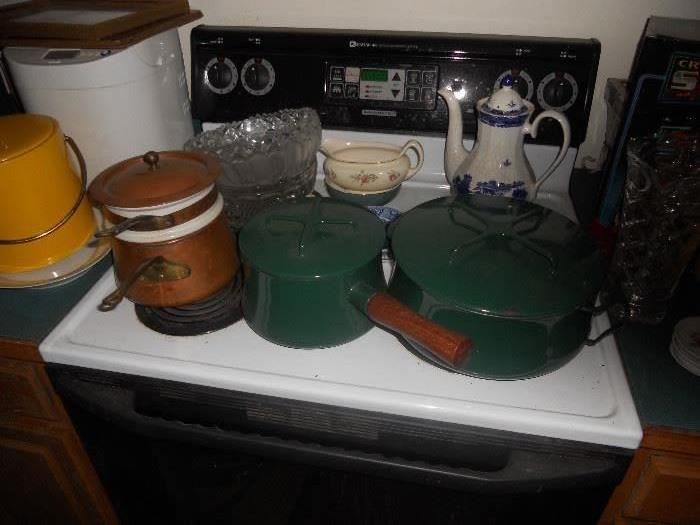Cast iron Enamel Pots and Copper Boiler