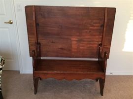 Farmhouse, Early American, Trestle Title Table Bench....