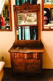 46MZ Victorian Oak Dresser Mirror