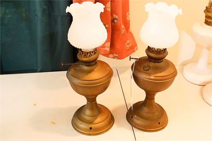 58MZ Pair Brass Oil Lamps