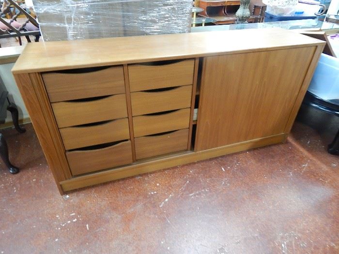 Danish Modern Teak Tambour Credenza