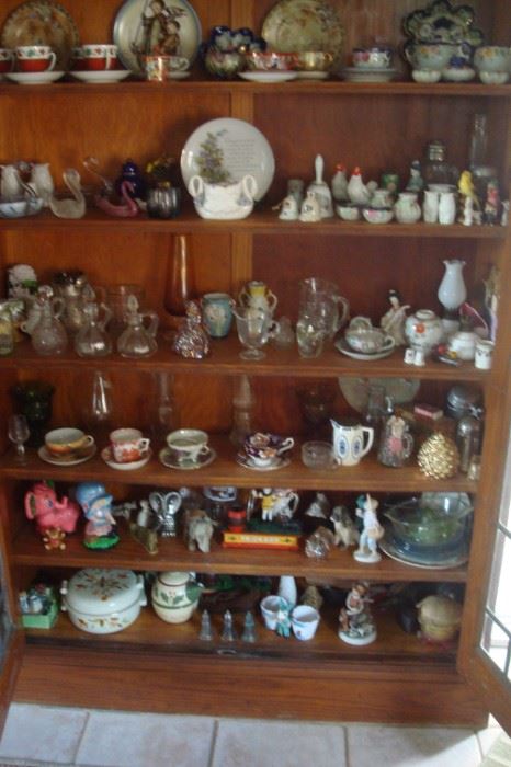 Glass and china collectibles.