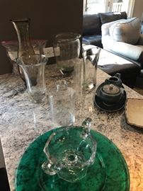Vases and colored glassware